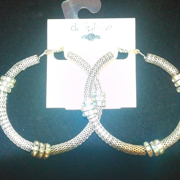 Chain Mesh Hoop Earrings Silver (357) - Picture 1 of 9